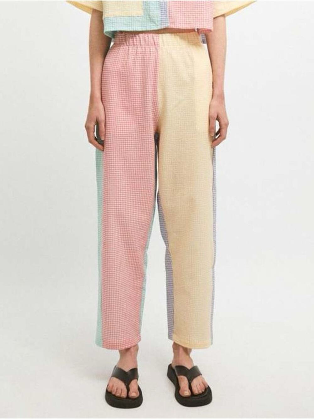 NEW Rita Row Albina Gingham Patchwork Pull On Pants Women's Medium, $170